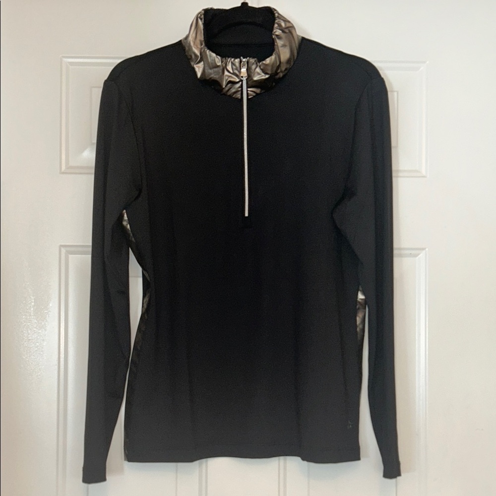 Lohla Sport Performance 1/4 Zip L Black Bronze Golf Pullover Glam Athletic